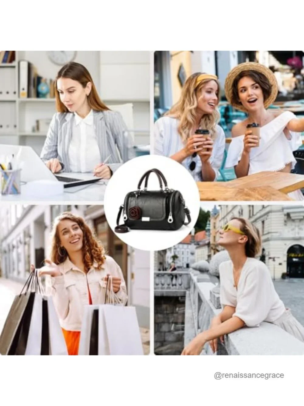 Retro Tote Handbag Women Shoulder Crossbody Bag with Vintage Floral Charm PU